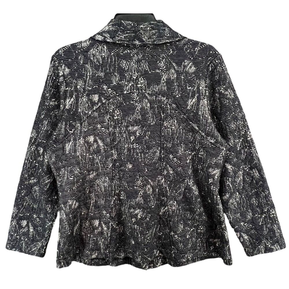 Habitat Blazer Jacket Women M Blue Knit Tapestry Texture Buttons Pockets Stretch - Picture 4 of 16